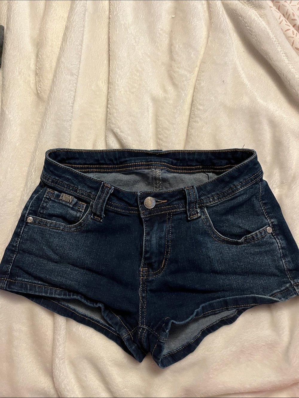 Dark Indigo Cutoff Denim Mid-Rise Shorts